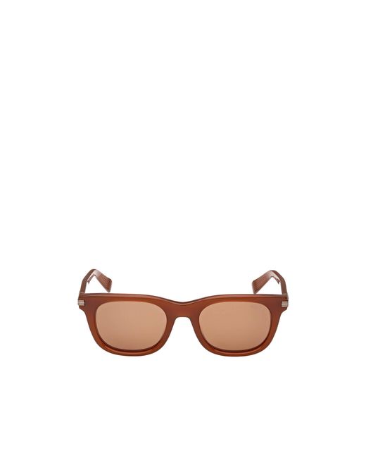 Zegna Pink Rectangular Frame Sunglasses for men