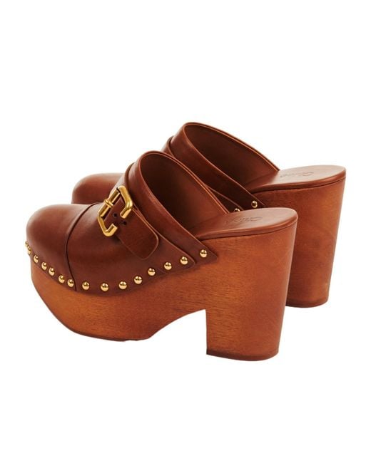 Chloé Brown Chloé Jeannette Wedge Clogs