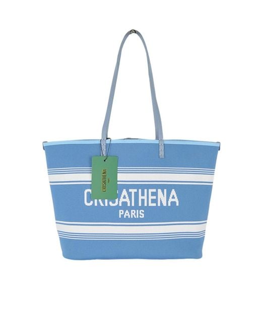 Crisathena Blue Large Double Handle Shoulder Bag