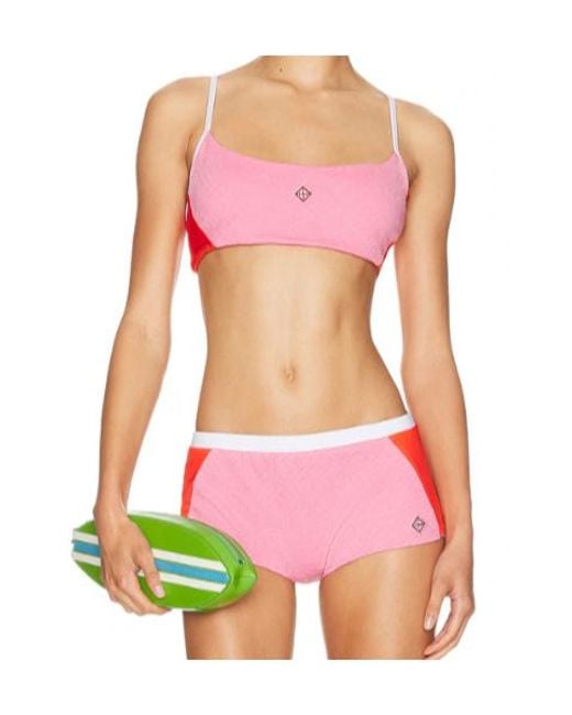 Casablanca Pink Letter Pattern Bikini Top
