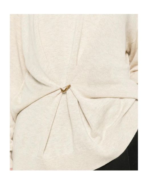 Isabel Marant Natural Chiraz V-Neck Ring-Detail Sweater