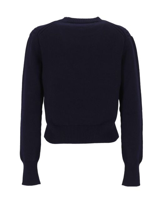 Gucci Blue Logo Embroidered Knitted Jumper