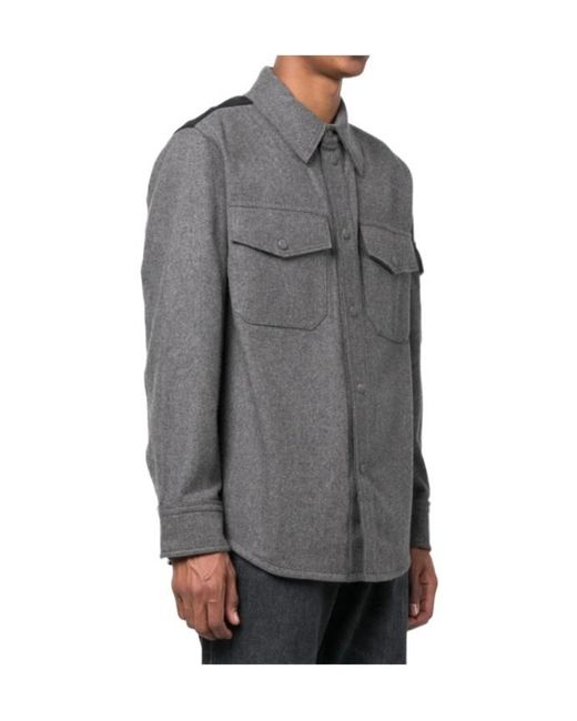 Helmut Lang Gray Button-Up Long-Sleeve Shirt for men
