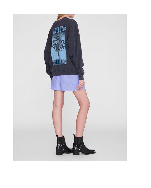Anine Bing Blue Palm Graphic Sweatshirt