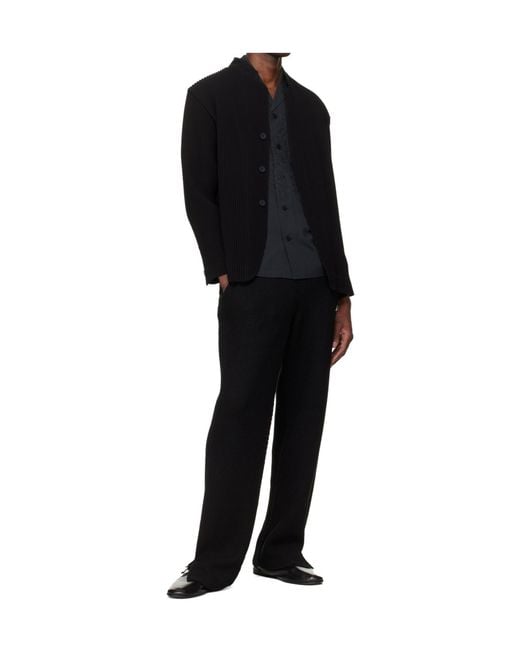 Homme Plissé Issey Miyake Black Elastic Waist Knit Casual Pants for men