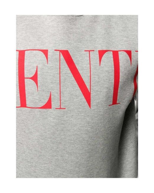 Valentino Gray Logo-Print Crewneck Sweatshirt for men