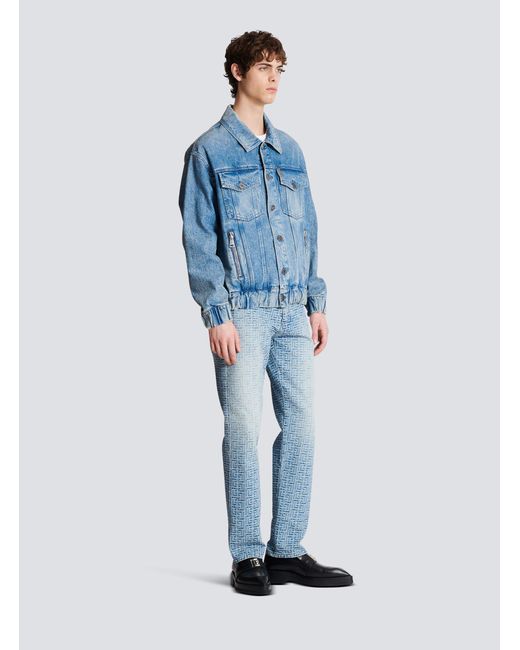 Balmain Blue 70S Buttoned Long-Sleeve Denim Jacket for men