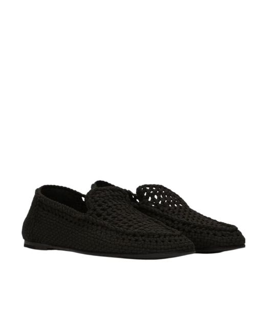 Dolce & Gabbana Black Woven Loafers for men