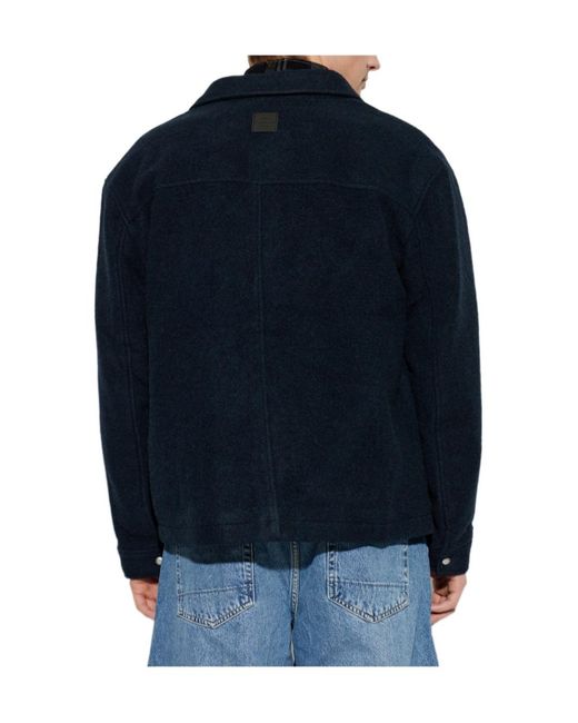 AllSaints Blue Cayson Patch-Pocket Jacket for men