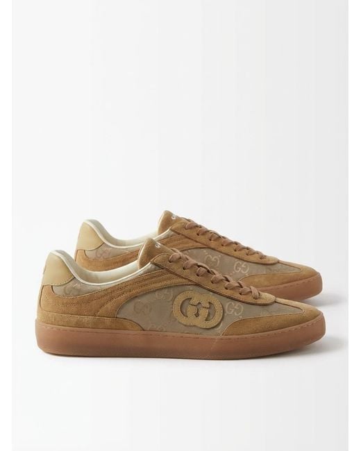 Gucci Brown G75 Gg Nylon & Suede Sneaker for men