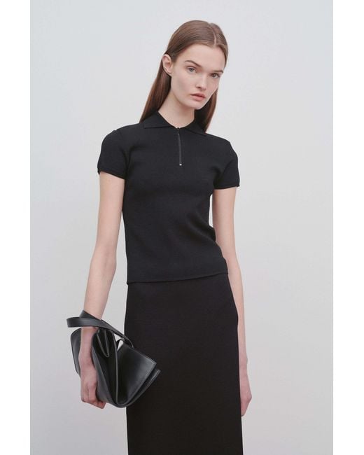 The Row Black Short-Sleeved Polo Shirt