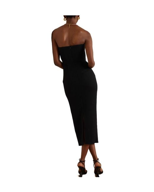 Alex Perry Black Callan Strapless Crepe Midi Dress