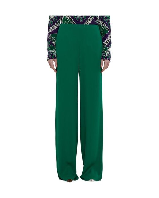 Valentino Green Wide-Leg Silk Trousers
