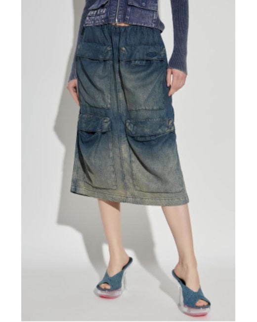 DIESEL Blue De-Megi- Midi Denim Skirt