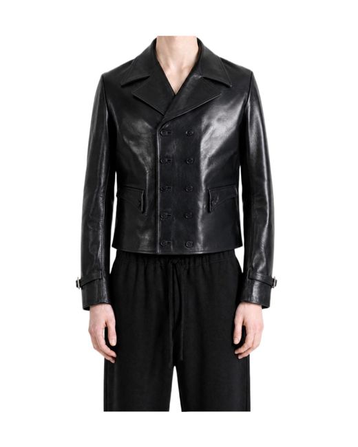 Enfants Riches Deprimes Black Double-Breasted Leather Jacket for men