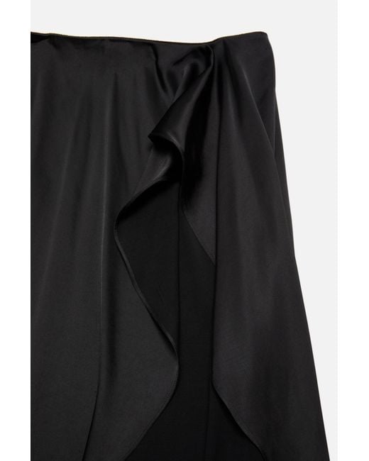 Acne Black Satin Ruffle Skirt