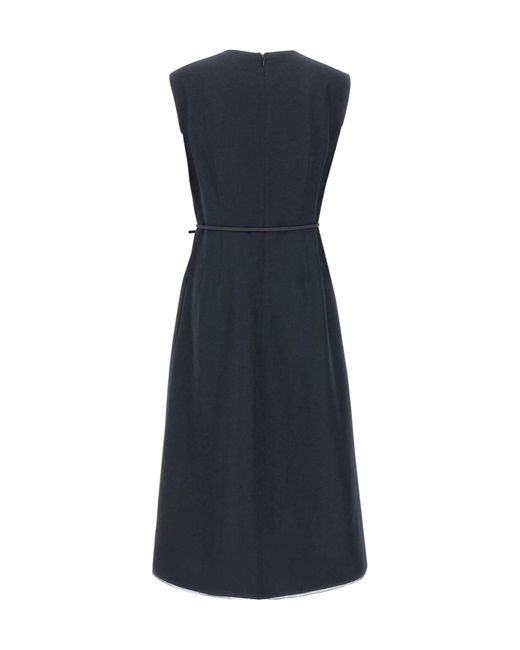 Fabiana Filippi Blue Belted V-Neck Dress