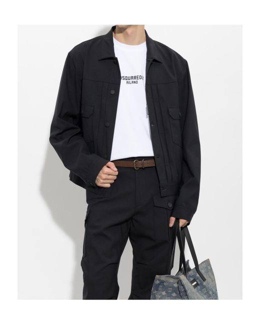 DSquared² Blue Collared Long-Sleeved Casual Jacket for men