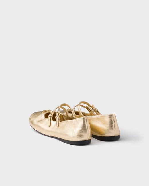 Prada Natural Mordoré Nappa Leather Ballerinas