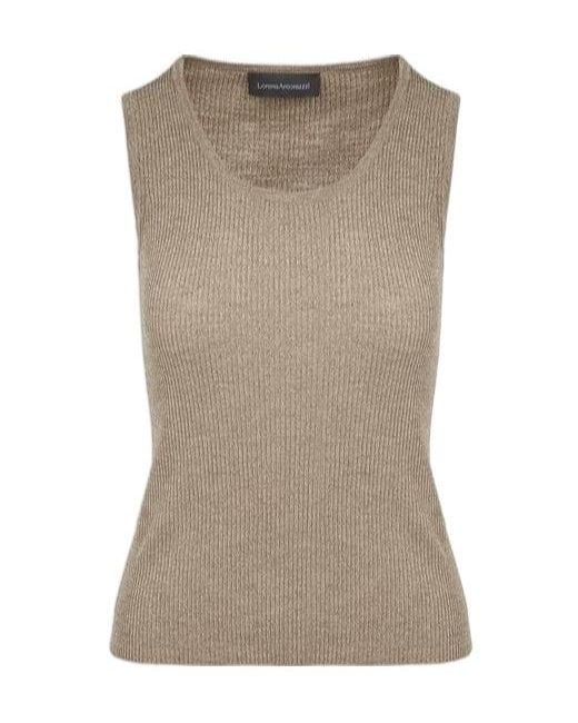 Lorena Antoniazzi Brown Sleeveless Ribbed-Knit Top