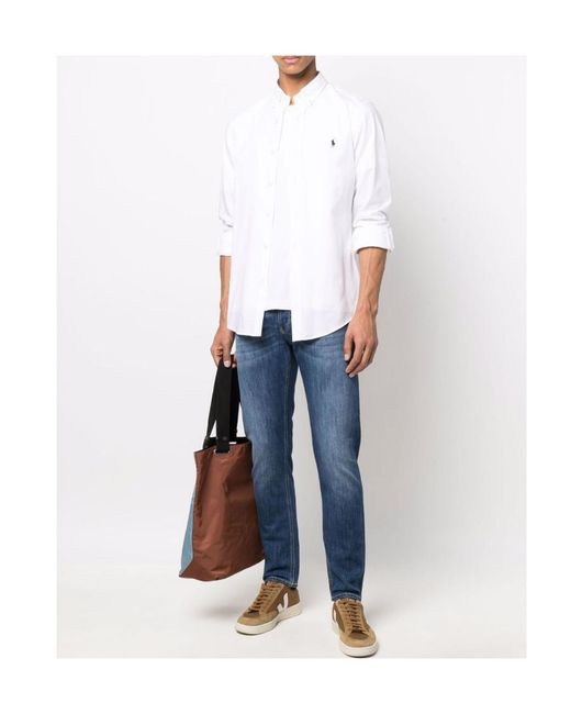 Polo Ralph Lauren White Polo Pony Embroidered Buttoned Shirt for men