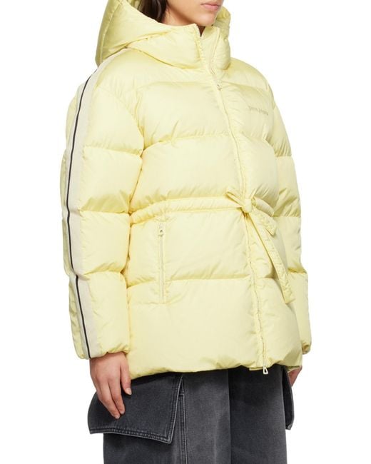 Palm Angels Natural Logo Embroidered Down Jacket