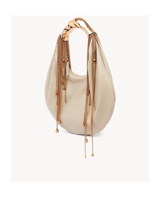 Chloé Natural Chloé Twisted Shell Zipped Tote Bag