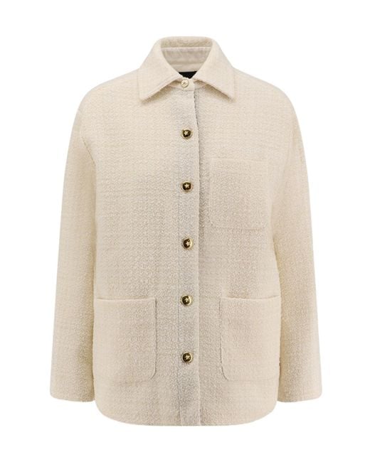 Pinko White Textured Buttoned Jacket