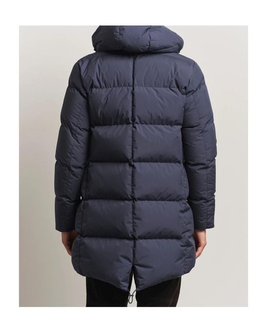 Herno Blue Quilted Hooded Coat for men