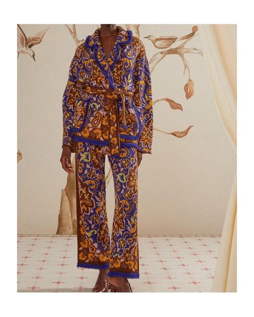 Farm Rio Blue Patterned Knitted Pants