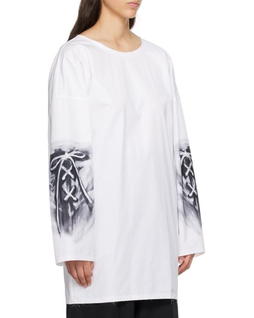 we11done White Abstract-Print Cotton Blouse
