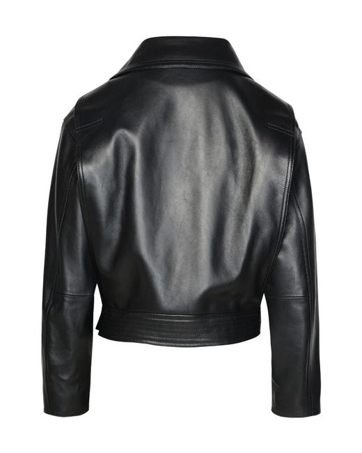 Versace Black Leather Bike Jacket