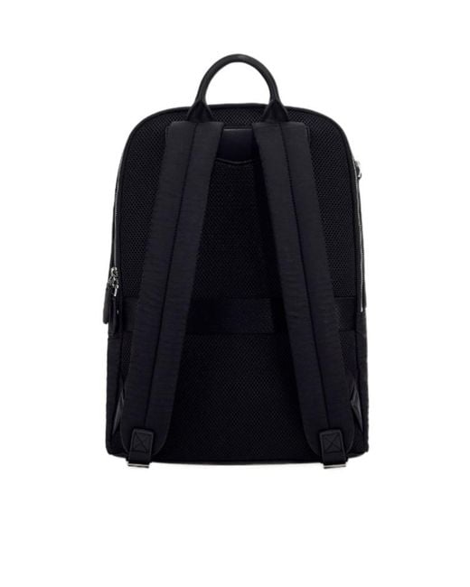 Emporio Armani Black Monogram Logo-Plaque Backpack for men