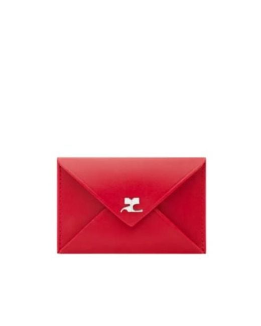 Courreges Red Leather Envelope Card Holder