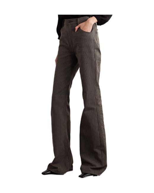 Nili Lotan Brown Roe Striped Cotton-Twill Flared Pants