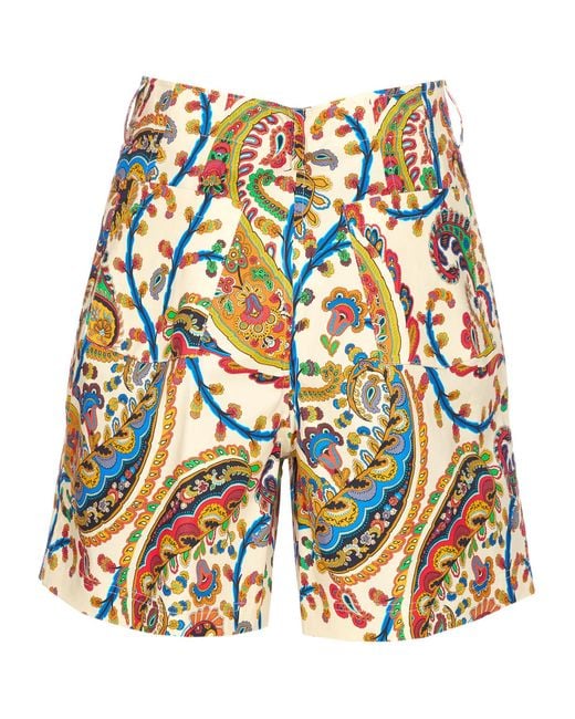 Etro White Paisley Printed Shorts