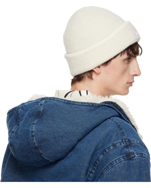 Jacquemus White 'Le Berret Gros Grain' Beanie With Logo Patch On The Front And Ribbed Knit for men