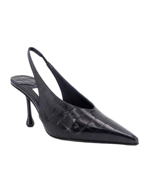 Jimmy Choo Blue Isa 80 Slingback Embossed Pumps