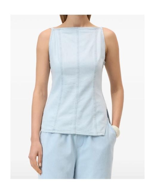 Closed Blue Strap Top