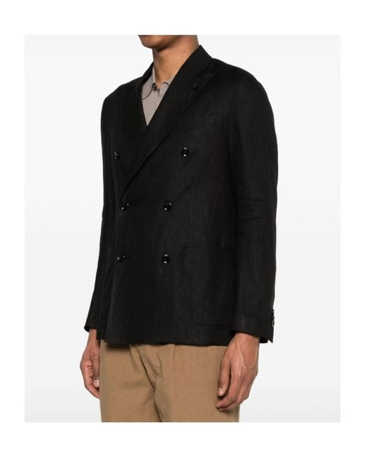 Lardini Black Double-Breasted Blazer for men