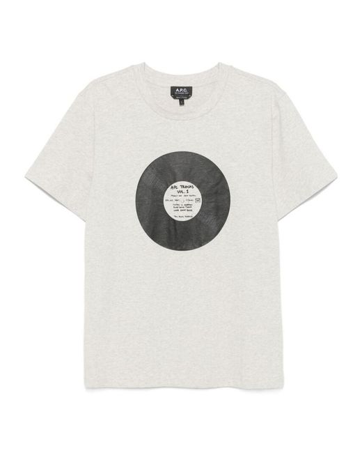 A.P.C. White Vinyl Crewneck T-Shirt for men
