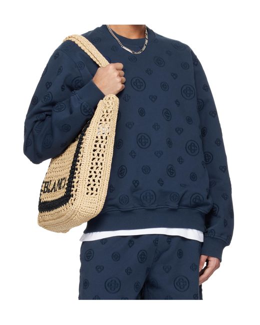 Casablanca Blue All-Over-Pattern Round-Neck Sweatshirt for men