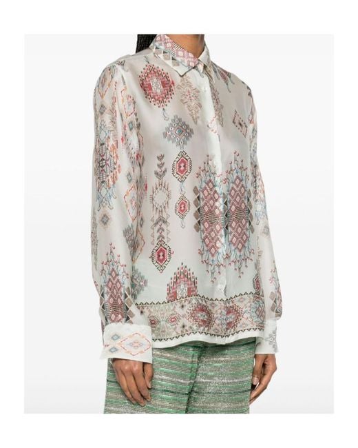 Ermanno Scervino White Geometric-Printed Long Sleeved Shirt