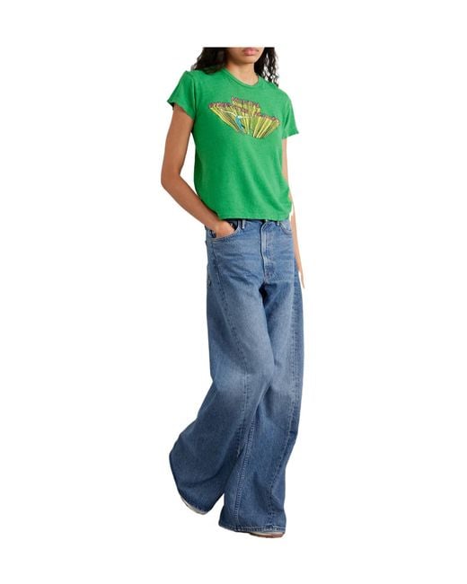 Mother Blue Highrise Wideleg Jeans