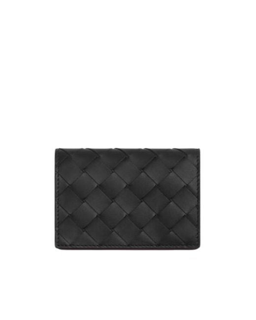 Bottega Veneta Black Intrecciato Business Card Case for men