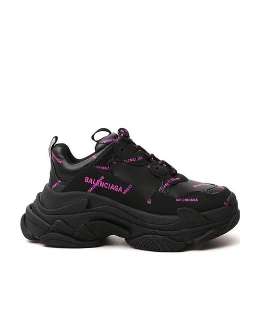 Balenciaga Black Triple S Sports Shoes With Full Logo