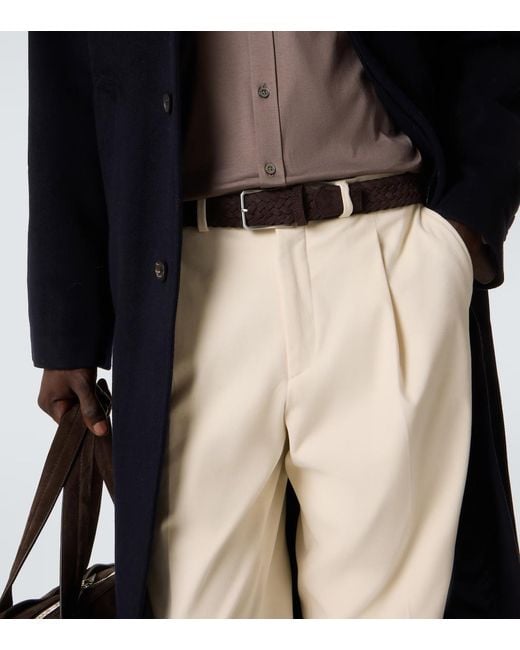 Canali White Braided Belt for men
