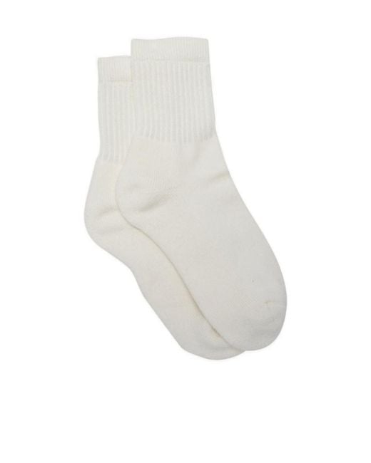 The Row White Ribbed-Knit Ankle Socks