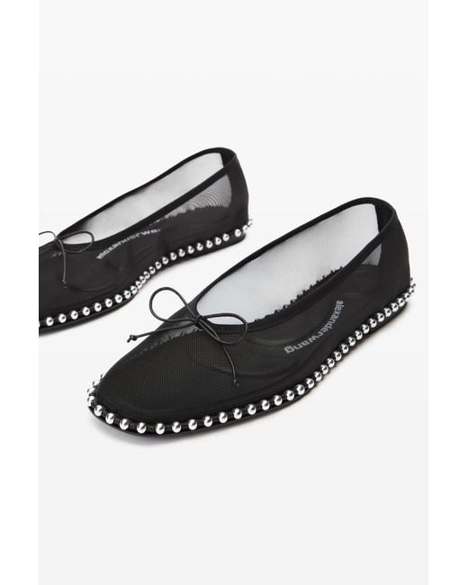 Alexander Wang Gray Studded Mesh Flat Shoes