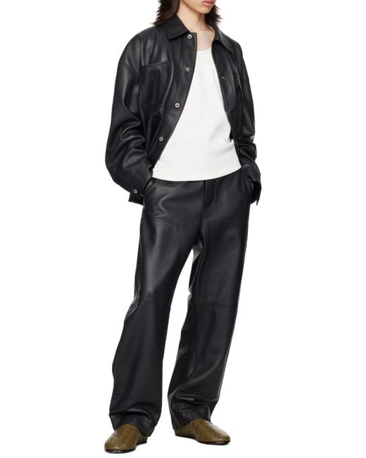 Bottega Veneta Black Pocket Detailed Leather Jacket for men